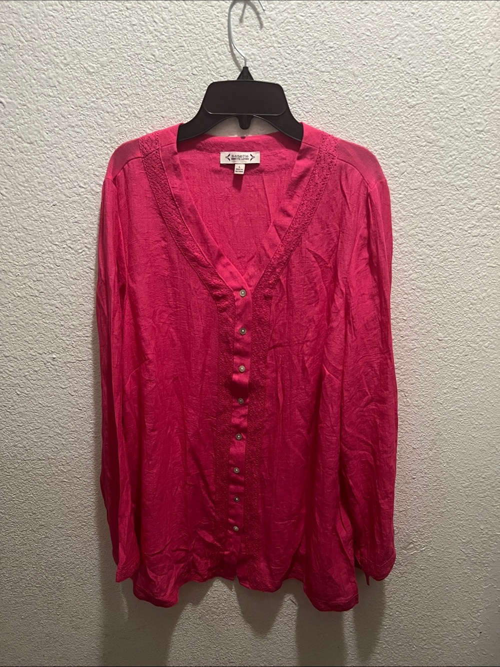 Nanette Lepore Hot Pink Button-Front V-Neck Blouse